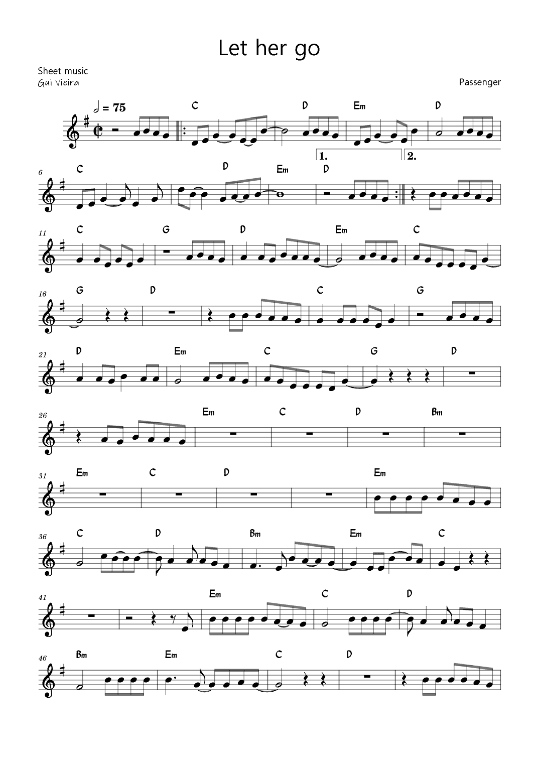 Let Her Go (arr. Gui Vieira)
