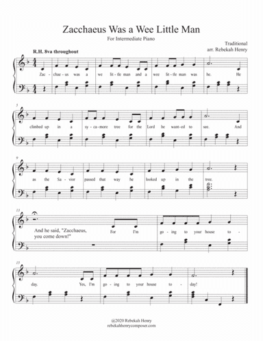 Zacchaeus Was a Wee Little Man (early intermediate piano) (arr. Rebekah Henry)