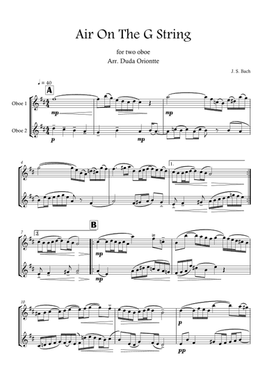 Air On The G String (Oboe Duo) Bach (arr. Duda Oriontte)