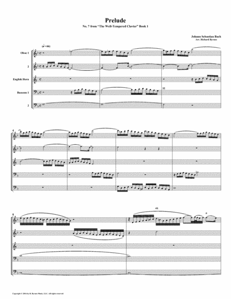 Prelude 07 from  Well-Tempered Clavier, Book 1 (Double Reed Quintet) (arr. Richard Byrnes)
