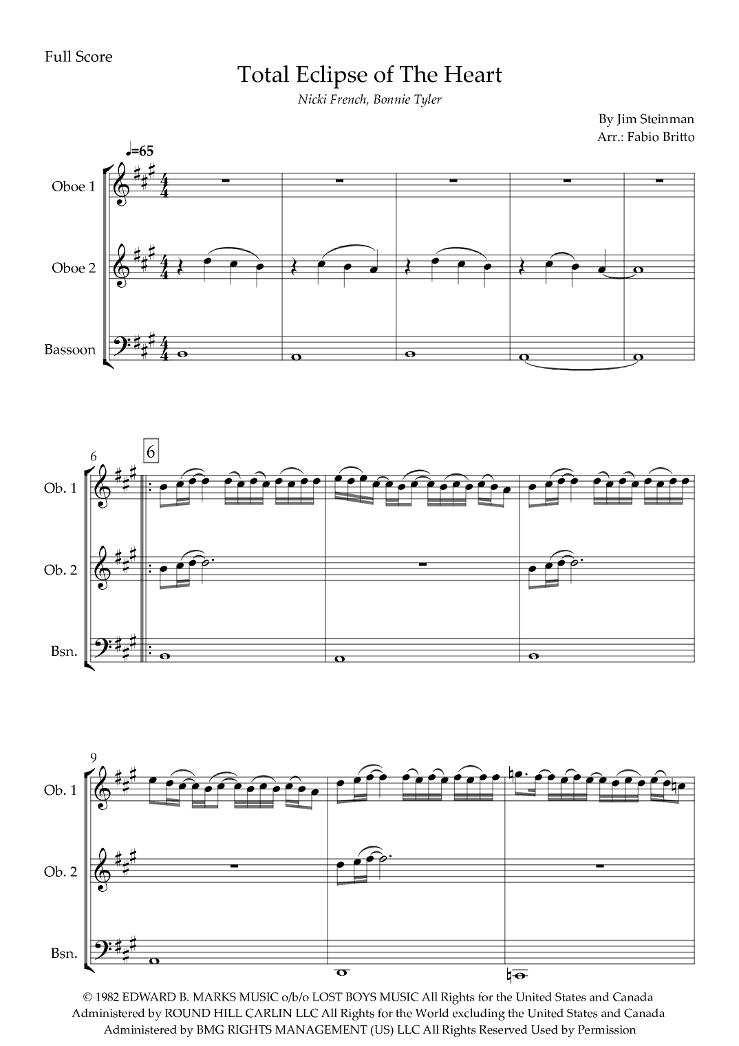 Total Eclipse Of The Heart (arr. Fabio Britto)