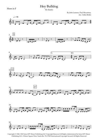 Hey Bulldog (arr. Fabio Britto)