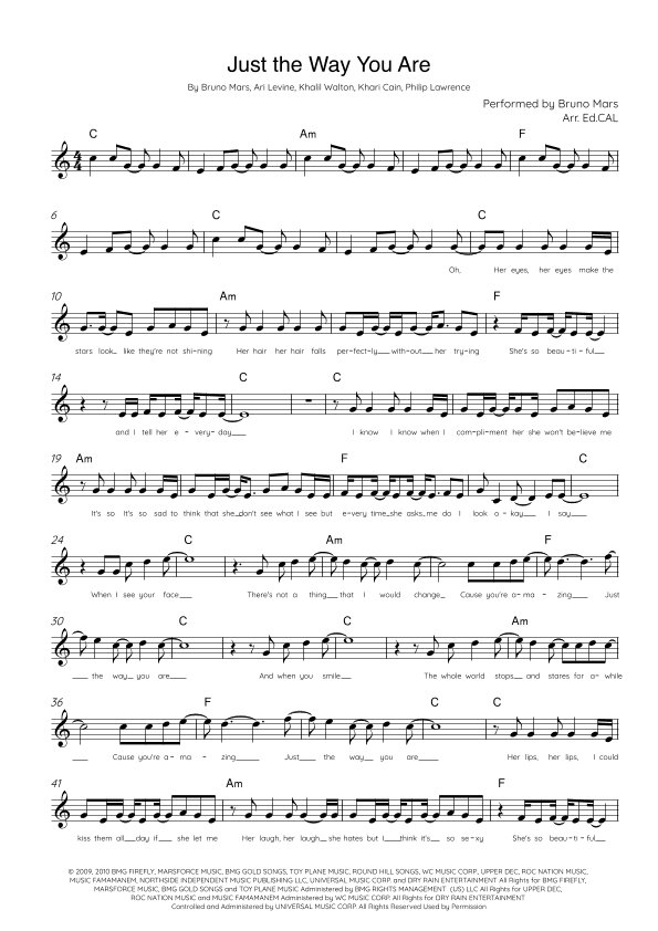Just The Way You Are (arr. Arr. Ed.CAL)
