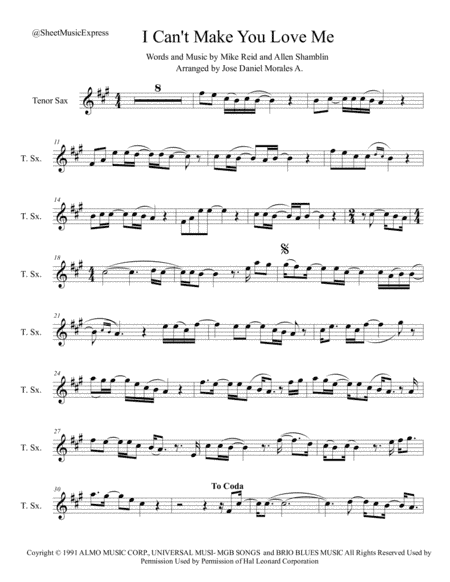 I Can't Make You Love Me (arr. Jose Daniel Morales A.)