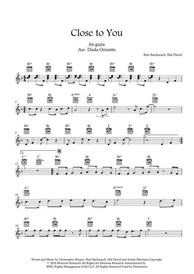 Close To You (arr. Duda Oriontte)