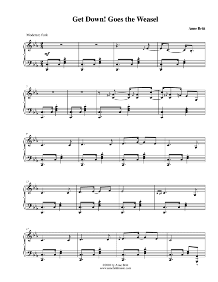 Get Down! Goes the Weasel (funk remix of "Pop! Goes the Weasel") - late intermediate version (arr. Anne Britt)