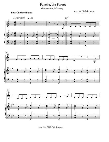 Pancho, the Parrot-bass clarinet and piano (arr. Phil Beaman)