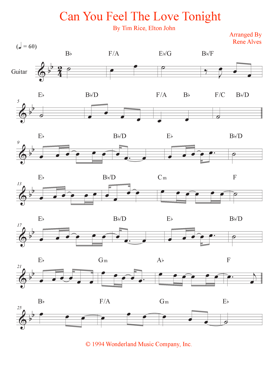 Can You Feel The Love Tonight (arr. Rene Alves)