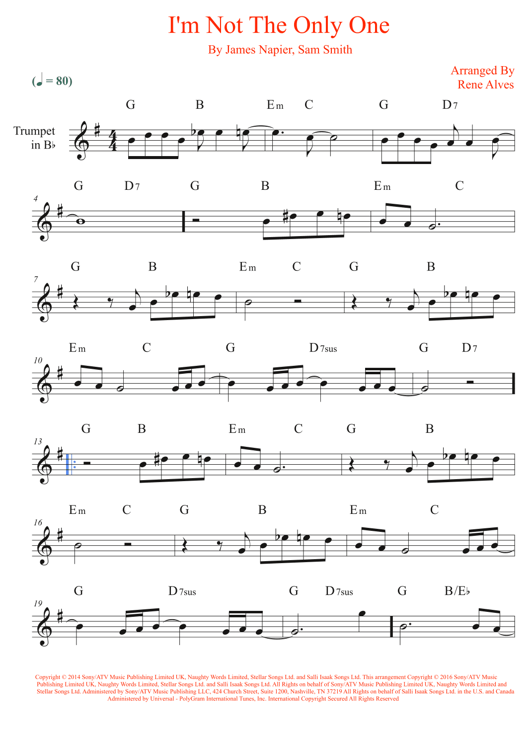 I'm Not The Only One (arr. Rene Alves)