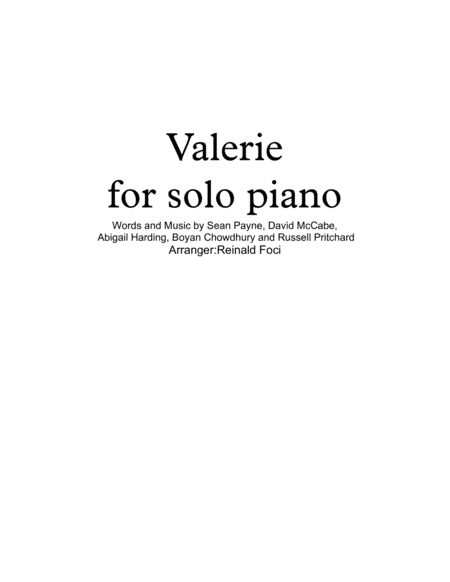 Valerie (arr. Reinald Foci)