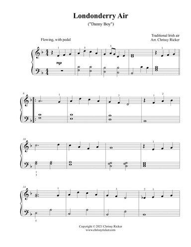 Londonderry Air (Danny Boy) - easy piano (arr. Chrissy Ricker)