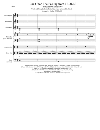 Can't Stop The Feeling  from TROLLS (arr. Bradley R Meholick)