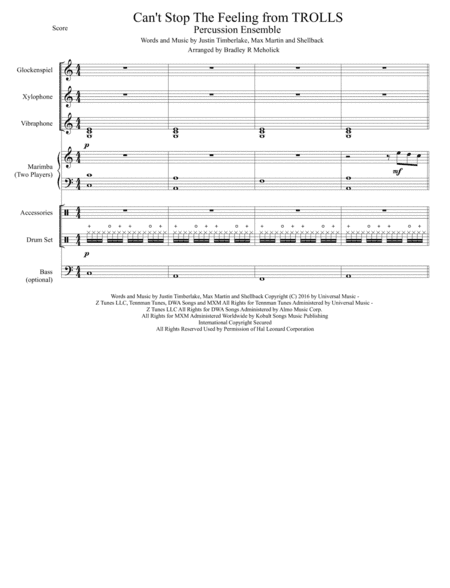 Can't Stop The Feeling  from TROLLS (arr. Bradley R Meholick)