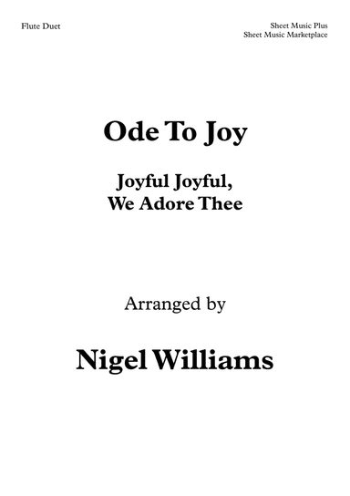 Hymn To Joy, (Joyful Joyful, We Adore Thee), for Flute Duet (arr. Nigel Williams)