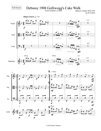 Debussy Golliwogs Cakewalk For String Trio (arr. R G Roth)