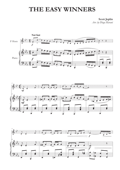The Easy Winners for Horn and Piano (arr. Diego Marani)