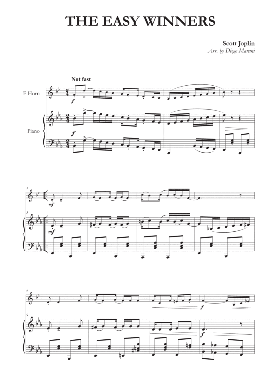 The Easy Winners for Horn and Piano (arr. Diego Marani)
