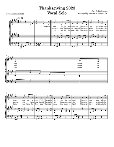 Thanksgiving 2023 in A Major (arr. Andres M. Bascar, Jr.)