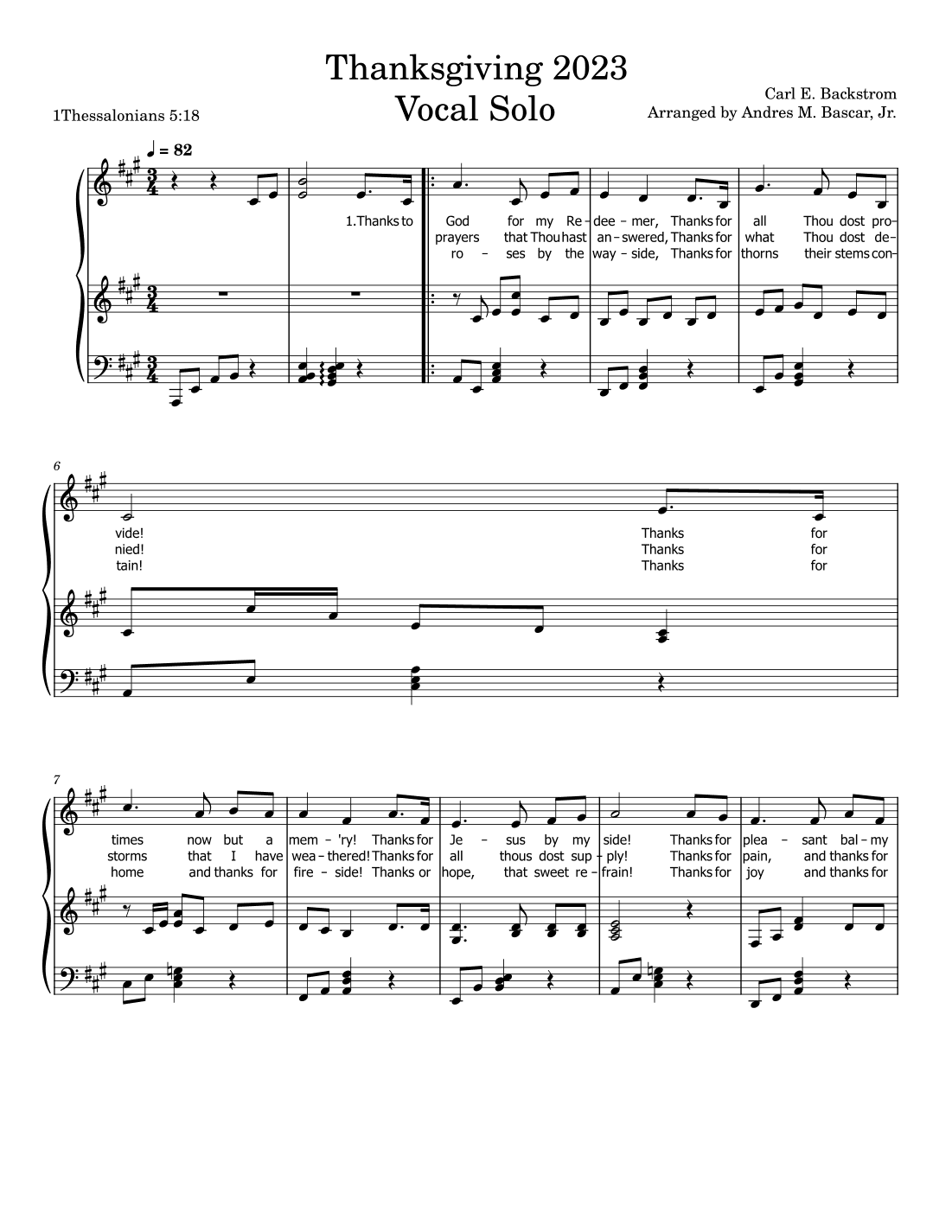 Thanksgiving 2023 in A Major (arr. Andres M. Bascar, Jr.)