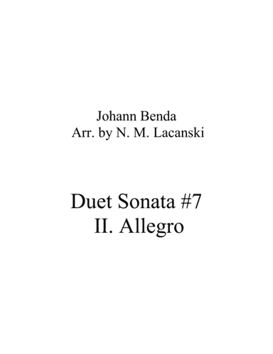 Duet Sonata #7 Movement 2 Allegro (arr. Nick Lacanski)