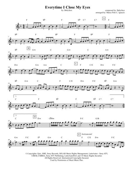Everytime I Close My Eyes (arr. Marco Polo C. Ignacio)