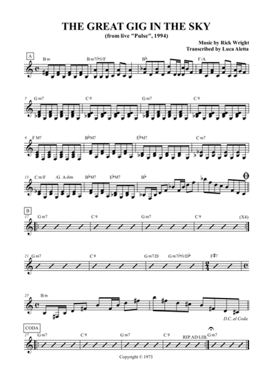 The Great Gig In The Sky (arr. Luca Aletta)
