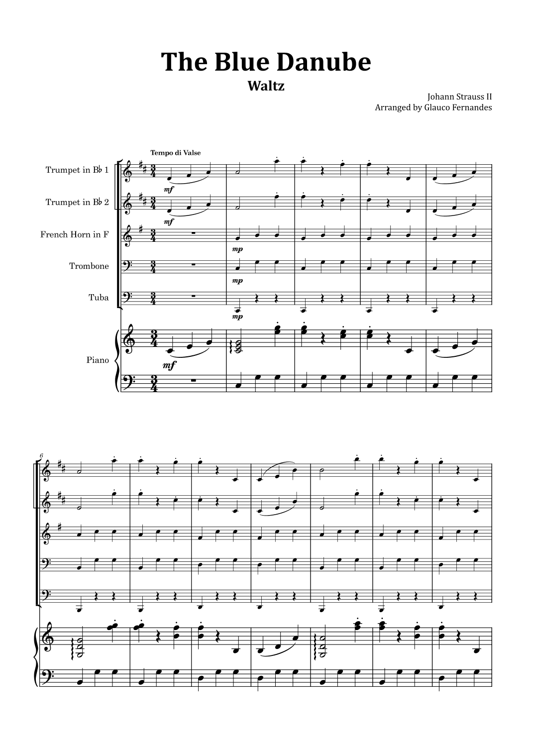 The Blue Danube - Brass Quintet with Piano (arr. Glauco Fernandes)