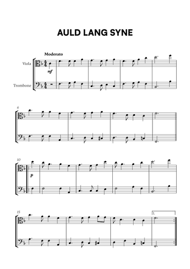 Auld Lang Syne (for Viola and Trombone) (arr. Cadenza Editions)
