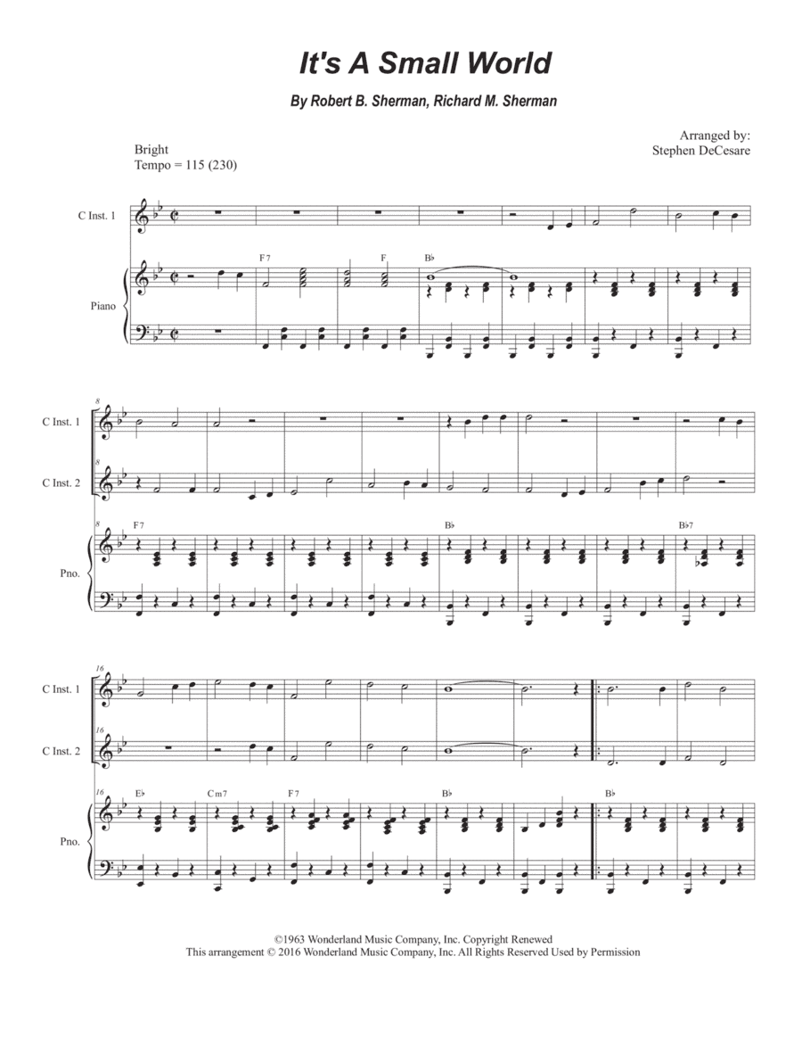 It's A Small World (arr. Stephen DeCesare)