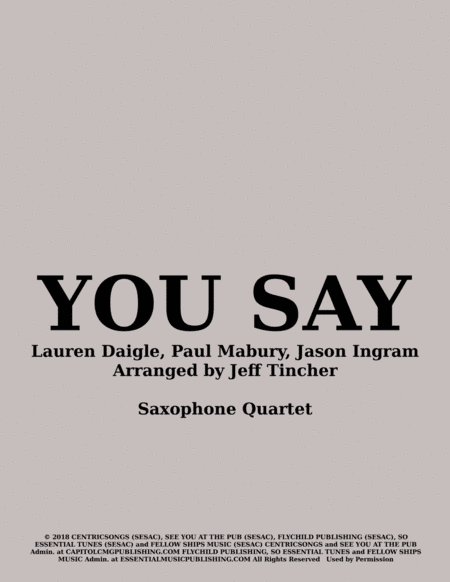 You Say (arr. Jeff Tincher)