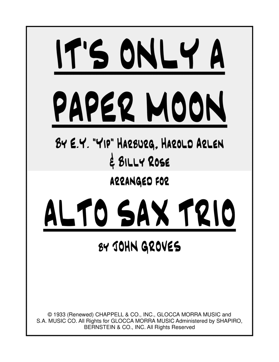 It's Only A Paper Moon (arr. John Groves)