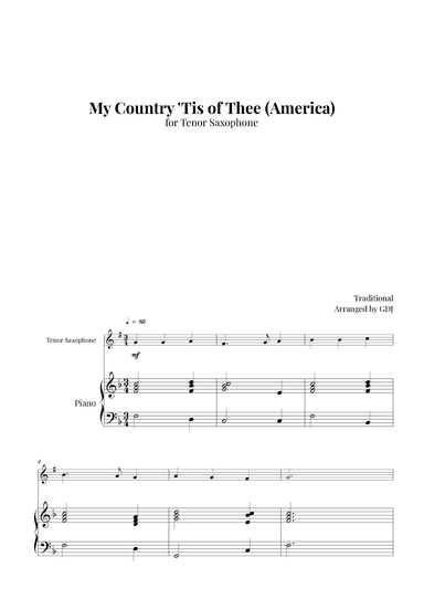 My Country 'Tis of Thee (America) (arr. GDJ)