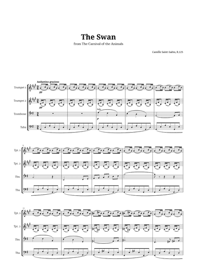 The Swan by Saint-Saëns for Brass Quartet (arr. Langanho)