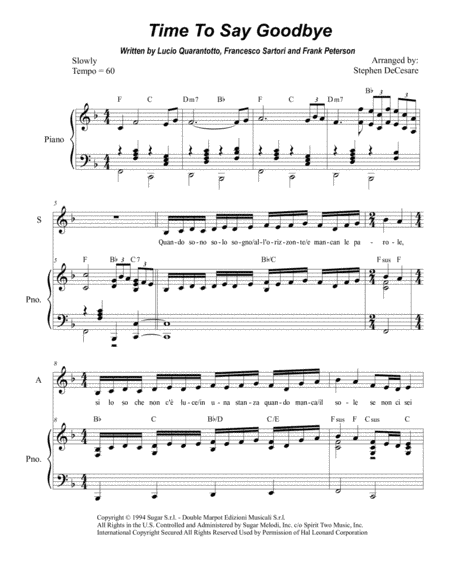 Time To Say Goodbye (arr. Stephen DeCesare)