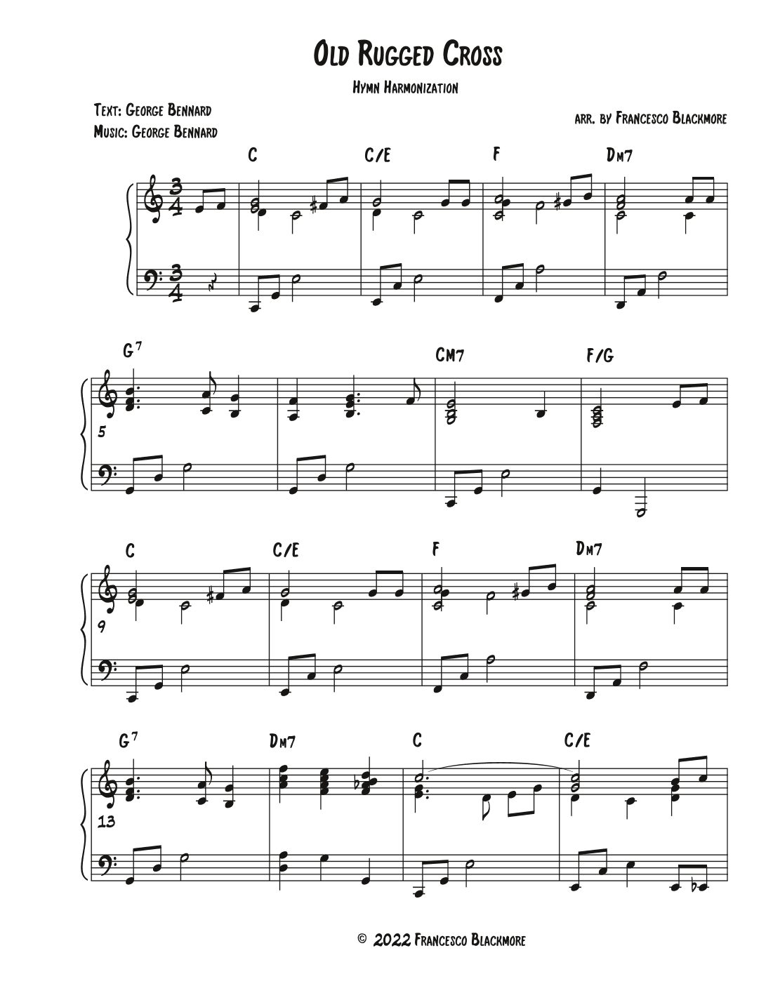 Old Rugged Cross (Hymn Reharmonized) (arr. Francesco Blackmore)