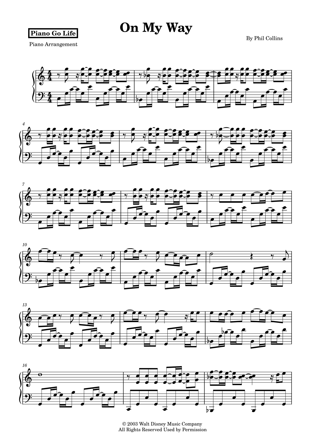 On My Way (arr. Piano Go Life)