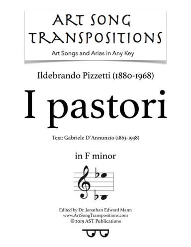 PIZZETTI: I pastori (transposed to F minor) (arr. ArtSongTranspositions.com)