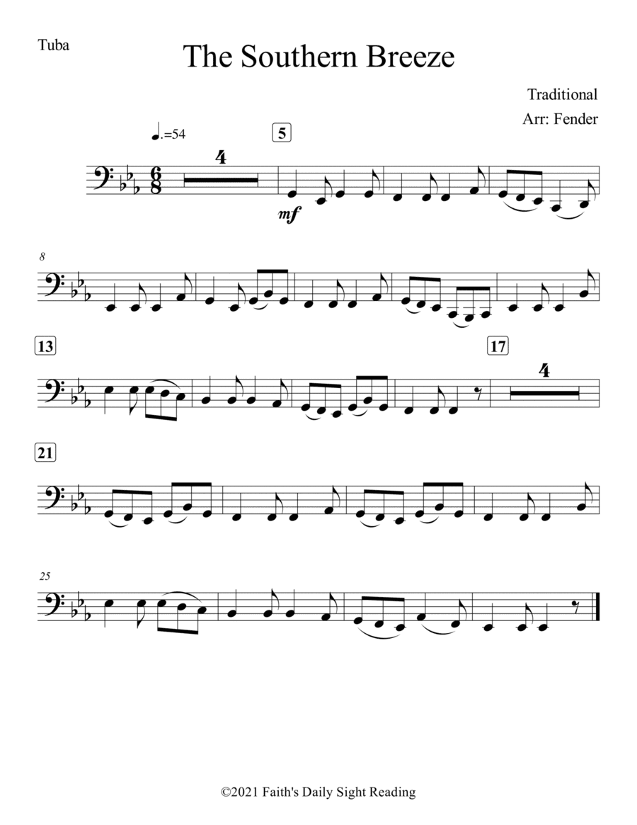 The Southern Breeze (Easy) (For Tuba and Piano) (arr. Jerremy Fender)