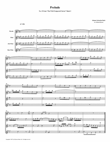 Prelude 15 from Well-Tempered Clavier, Book 2 (Flute Quartet) (arr. Richard Byrnes)