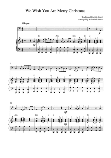 We Wish You Are Merry Christmas (Bassoon solo and piano accompaniment) (arr. Kaiserin Rebecca)