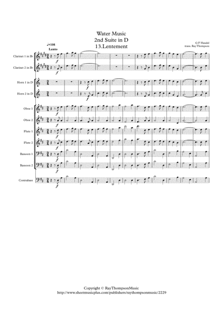 Handel: 13.Lentement from Suite No.2 in D (HWV349) "The Water Music" (Wassermusik) - symphonic wind (arr. Ray Thompson)