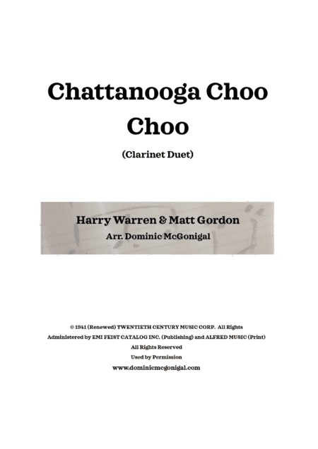 Chattanooga Choo Choo (arr. Dominic McGonigal)