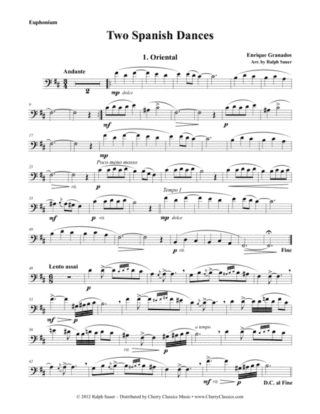Two Spanish Dances for Euphonium & Piano (arr. Sauer, Ralph)