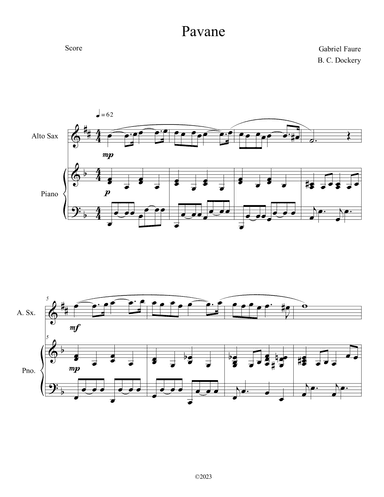 Pavane (Alto Sax Solo with Piano Accompaniment) (arr. B. C. Dockery)