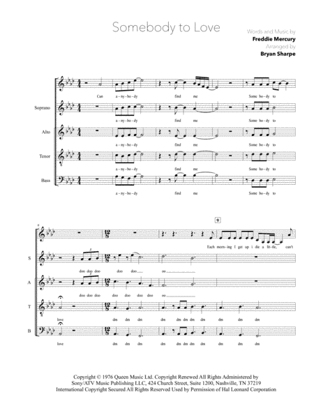 Somebody To Love (arr. Bryan Sharpe)