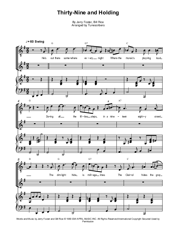 Thirty-Nine and Holding (arr. Tunescribers)