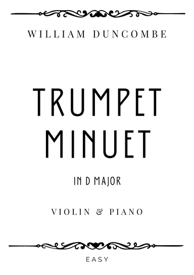Duncombe - Trumpet Menuet in D Major - Easy (arr. Piacere Music Sheets)
