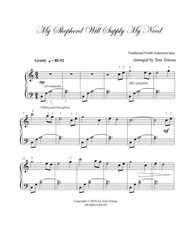 My Shepherd Will Supply My Need (arr. arranged by Toni Tetreau)