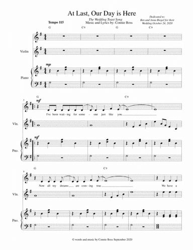 At Last, Our Day is Here - The Wedding Toast Song - vocal solo, Violin and piano