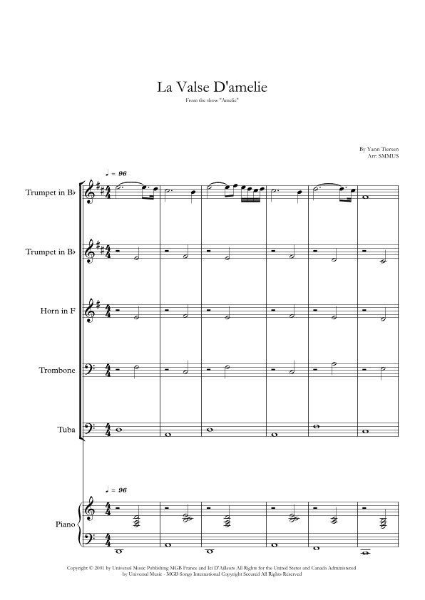 La Valse D'amelie (arr. SMMUS)